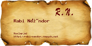 Rabi Nándor névjegykártya