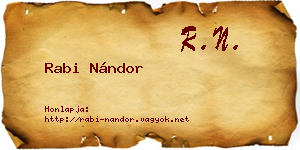 Rabi Nándor névjegykártya